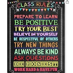 School Teacher Motivational Classroom Rules Poster 18" x 24" Laminated behavior
